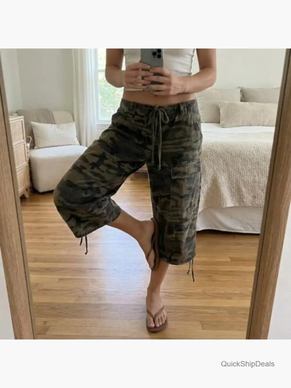Y2K Cargo Jean Shorts Women Low Rise Drawstring Baggy Denim Shorts Jorts
